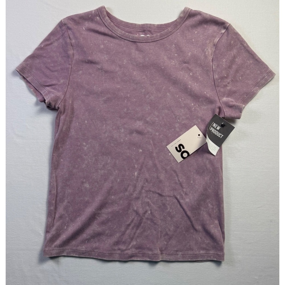 SO Goods For Life Shady Orchid Acid Wash Cotton Crew Neck T-Shirt Large-2644